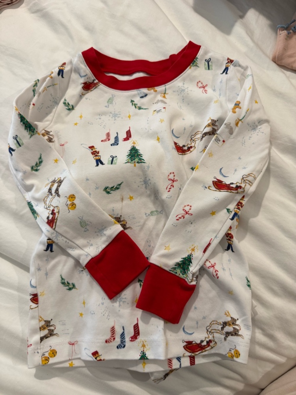 NWOT Kids Holiday Pajama Set with Red Trim